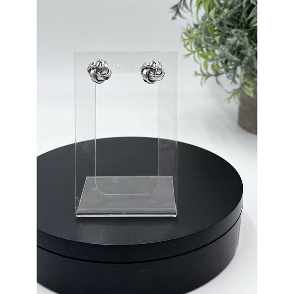 Sterling Silver Dainty Love Knot Post Stud Earring 925 Backs - Picture 13 of 15